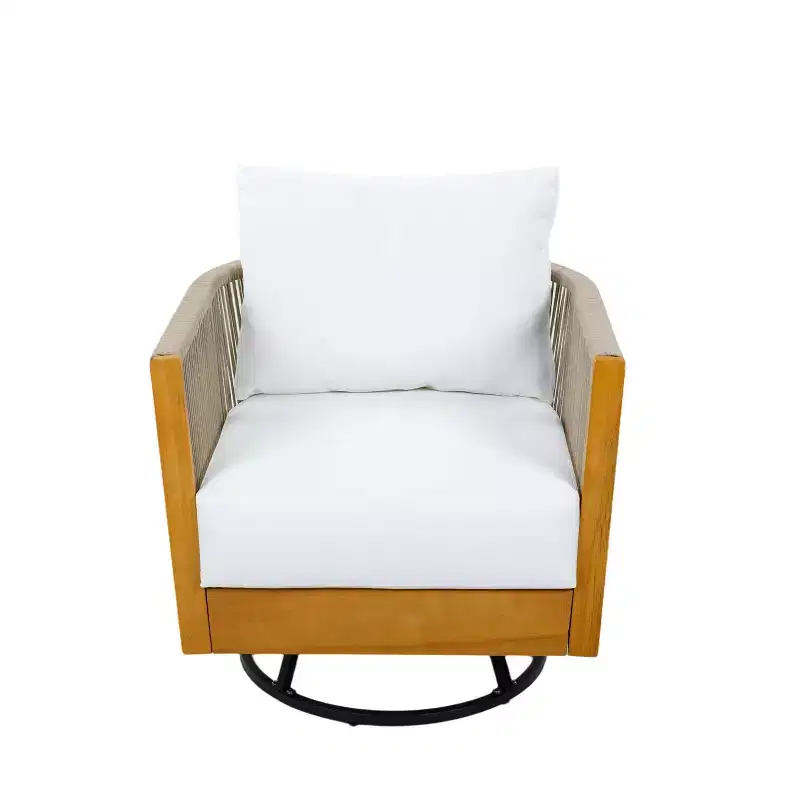 Christopher Knight Home Darika – Fauteuil pivotant de patio moderne en bois d'acacia et ensemble table d'appoint, 2 pièces