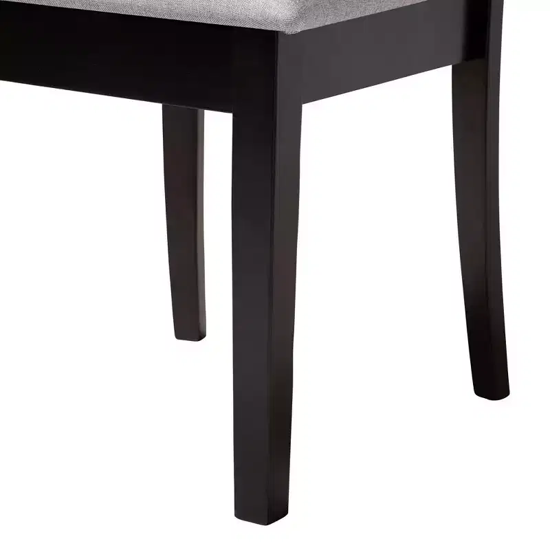 Ensemble de salle à manger 5 pièces Baxton Studio Nellie moderne en tissu gris et bois marron foncé