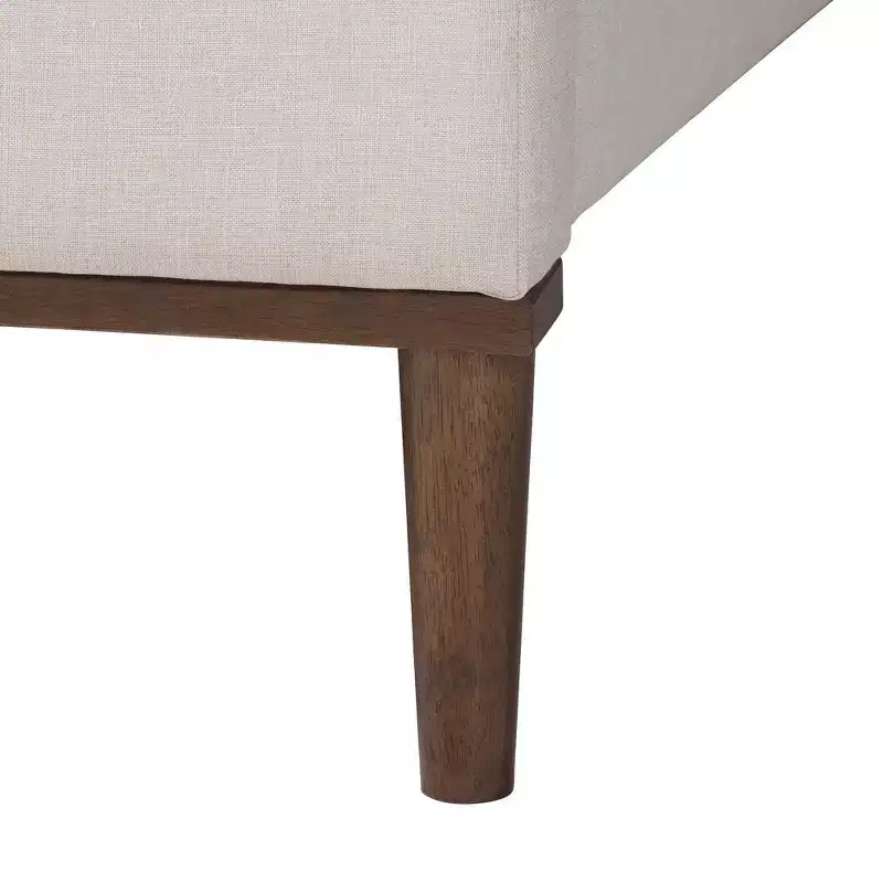 Ensemble de chambre à coucher 5 pièces Queen Baxton Studio Nikolai avec tissu tufté beige et bois brun wengé, style Mid-Century