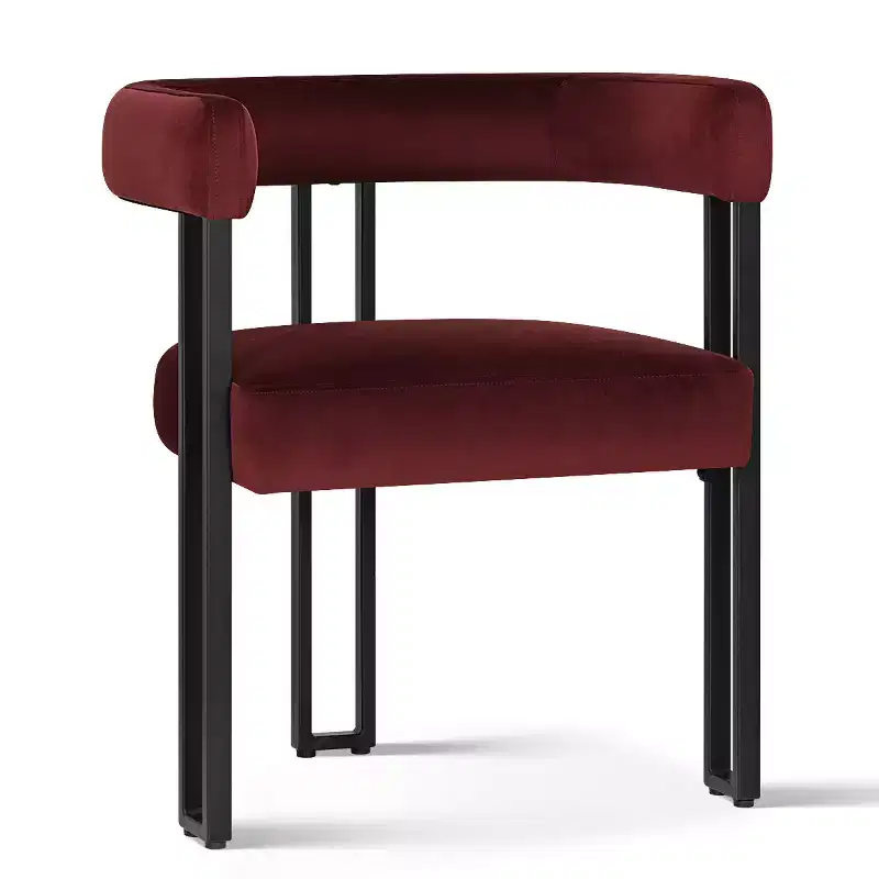 Ensemble de salle à manger 7 pièces avec chaises en velours, table ovale noire moderne et fauteuils rembourrés avec pieds en métal pour salle à manger - Panipeachy