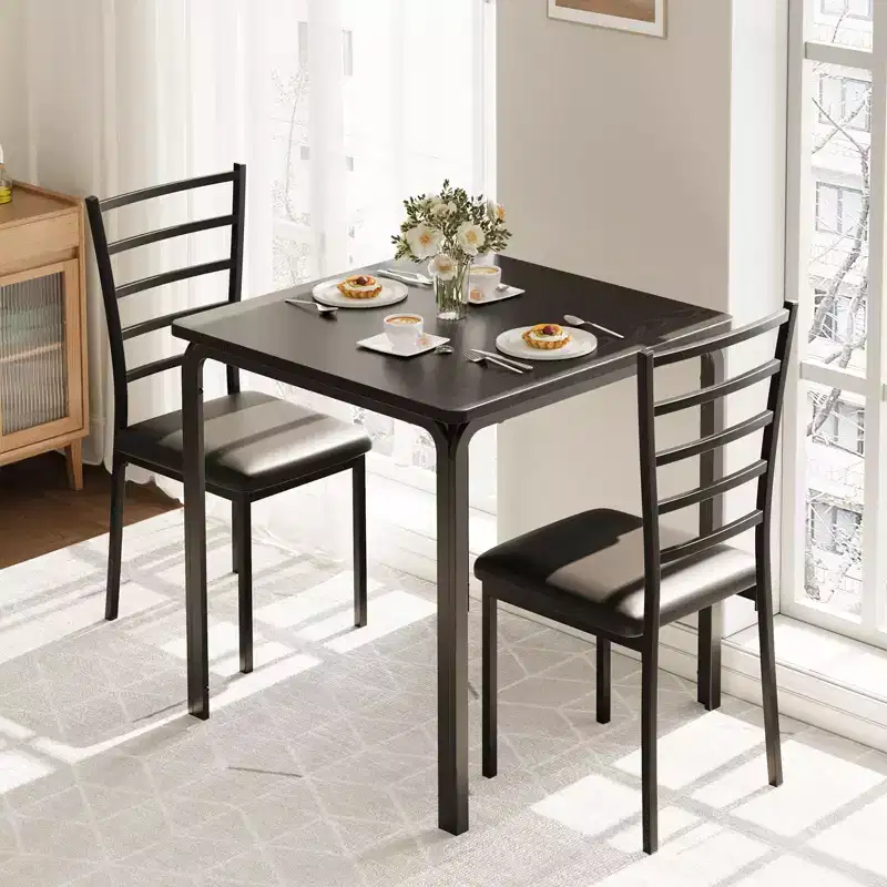 Ensemble table à manger compacte peu encombrante pour 2 personnes - Table carrée moderne avec 2 chaises - Parfait pour les petits appartements, les cuisines ou les coins repas