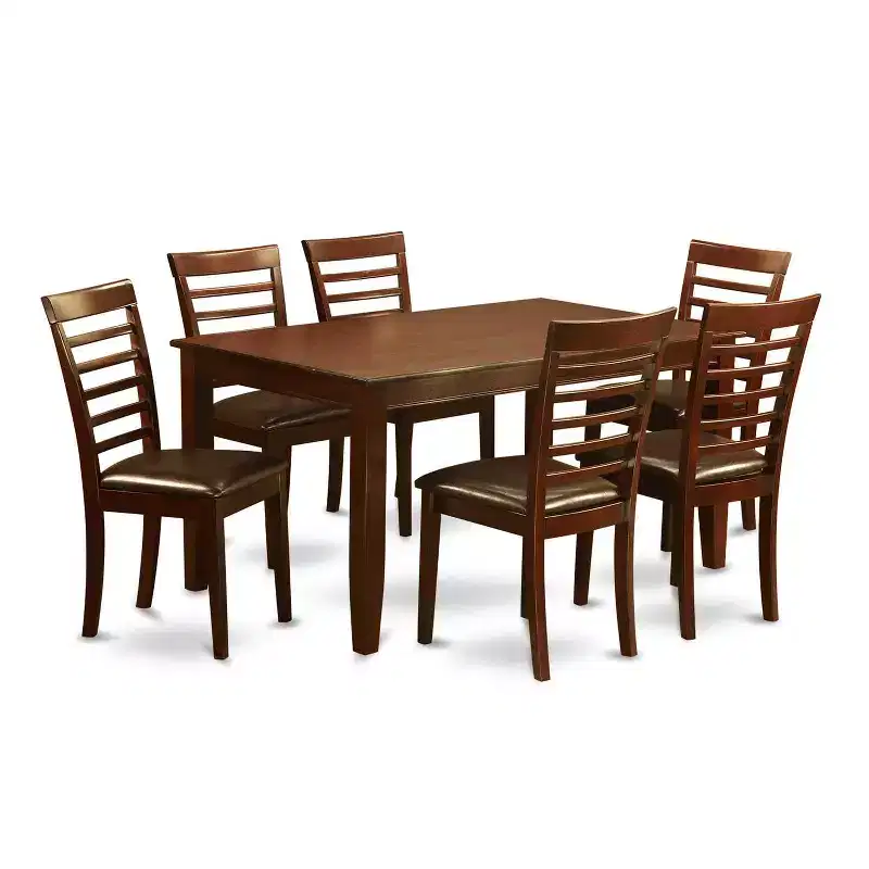 Salle à manger Ensemble de meubles 7 pièces Table et chaises Style éclectique Finition acajou