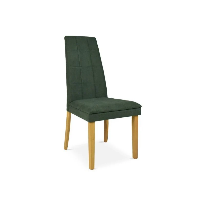 Set 2 sedie imbottite con struttura in legno colore rovere e tessuto verde - Tomy