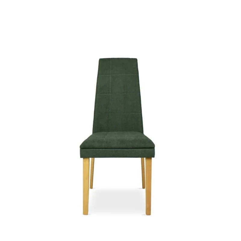 Set 2 sedie imbottite con struttura in legno colore rovere e tessuto verde - Tomy
