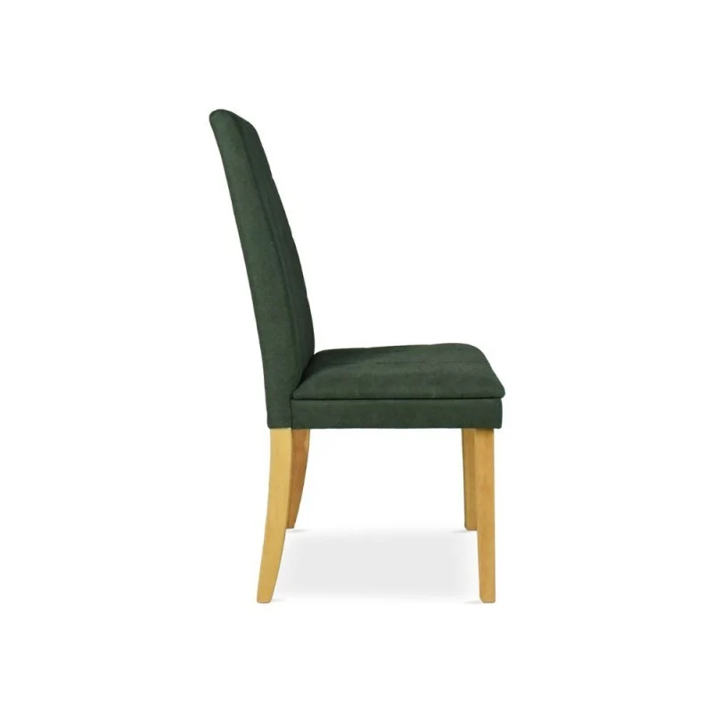 Set 2 sedie imbottite con struttura in legno colore rovere e tessuto verde - Tomy