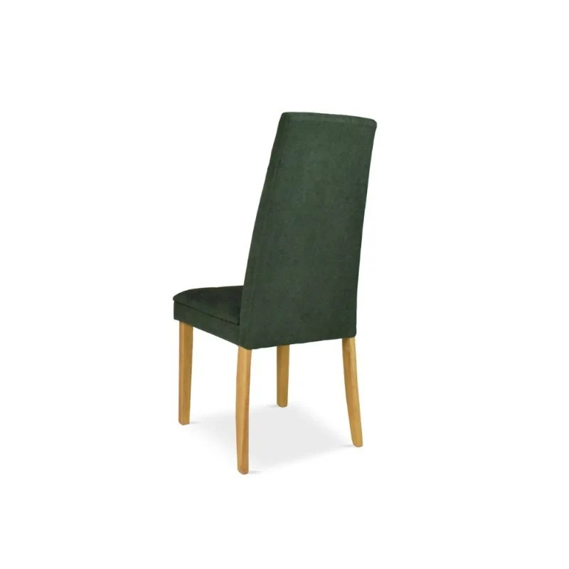 Set 2 sedie imbottite con struttura in legno colore rovere e tessuto verde - Tomy