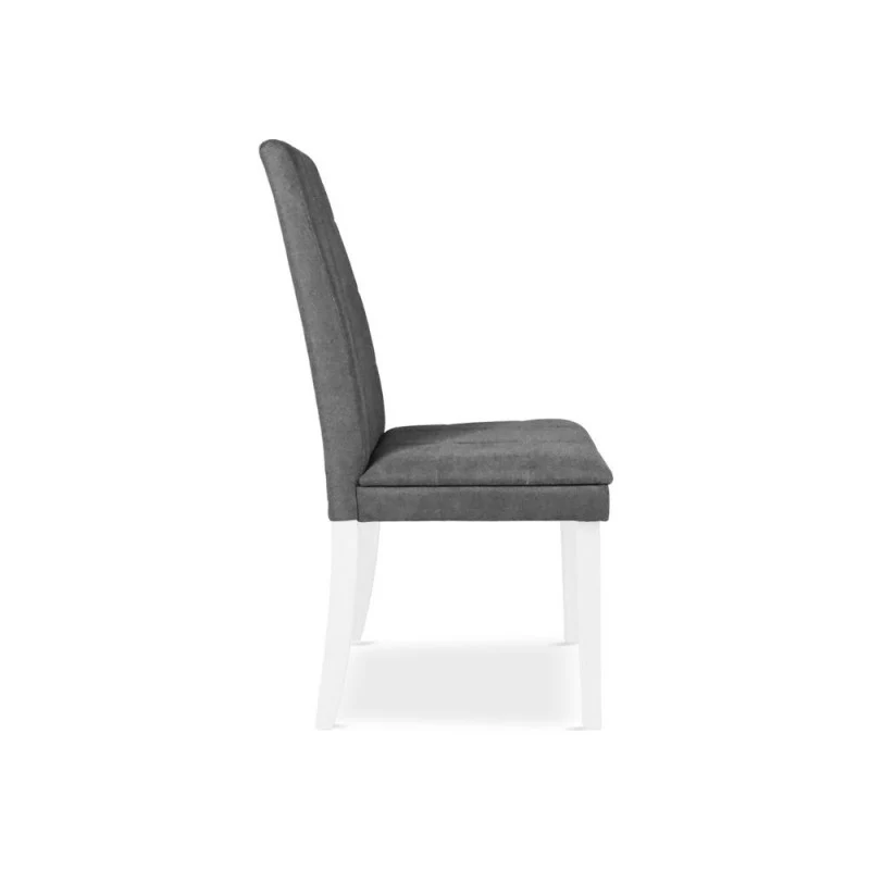 Set 2 Sedie imbottite con struttura in legno bianco e tessuto grigio - Tomy