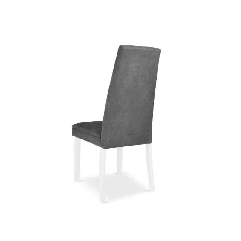 Set 2 Sedie imbottite con struttura in legno bianco e tessuto grigio - Tomy