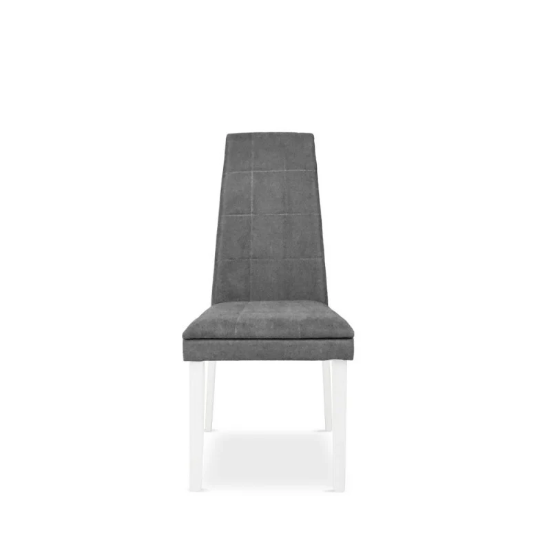 Set 2 Sedie imbottite con struttura in legno bianco e tessuto grigio - Tomy