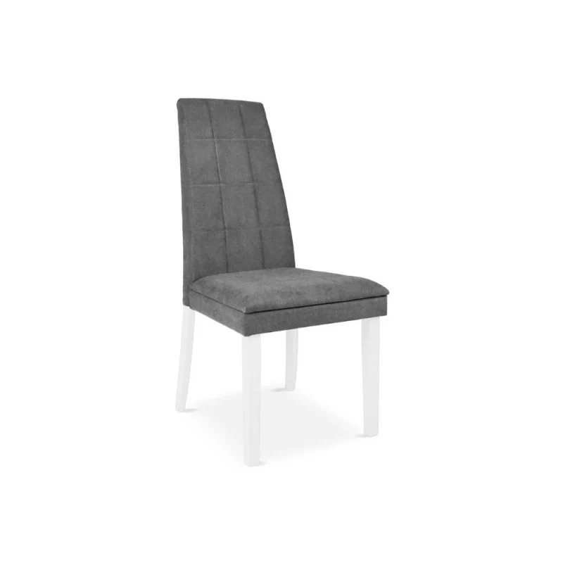 Set 2 Sedie imbottite con struttura in legno bianco e tessuto grigio - Tomy