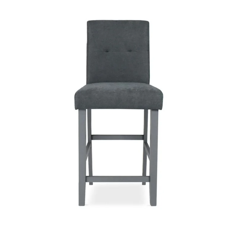 Sgabello in legno con rivestimento in tessuto colore grigio - Alex