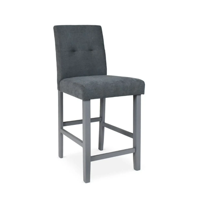 Sgabello in legno con rivestimento in tessuto colore grigio - Alex