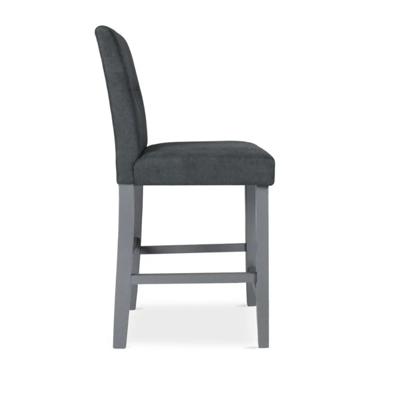 Sgabello in legno con rivestimento in tessuto colore grigio - Alex