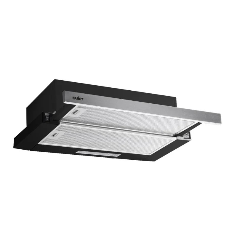 Cappa sottopensile nera con frontalino estraibile inox 60 cm - NEWSLIM