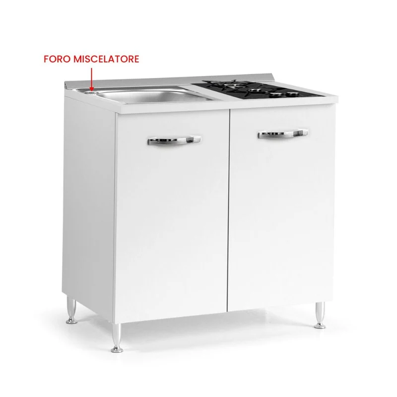 Cucinino con 2 ante colore bianco larice lavello e piano cottura 80x60x85H cm