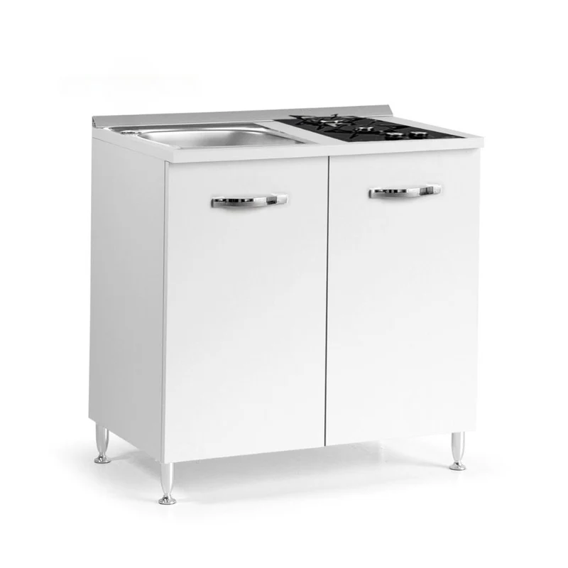 Cucinino con 2 ante colore bianco larice lavello e piano cottura 80x60x85H cm