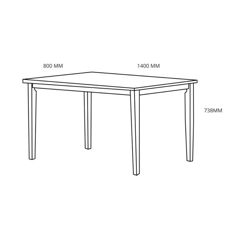 Tavolo rettangolare colore bianco opaco laccato 140x80x74H cm - Dori