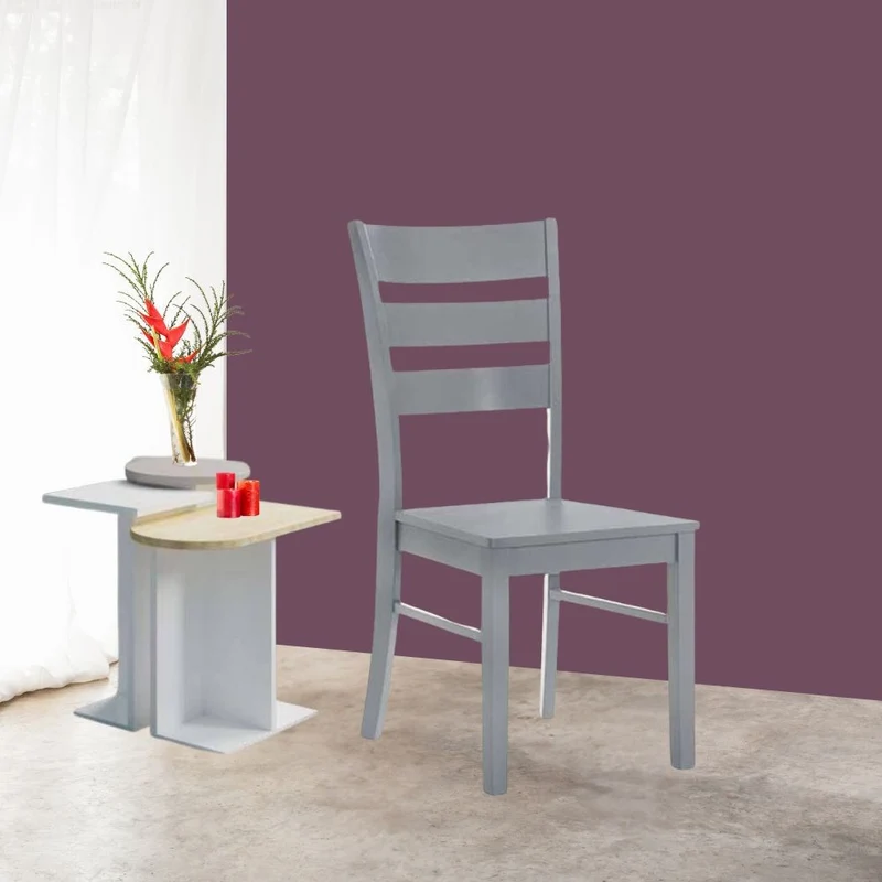 Set 2 sedie in legno colore grigio con schienale a tre fasce - Lisa