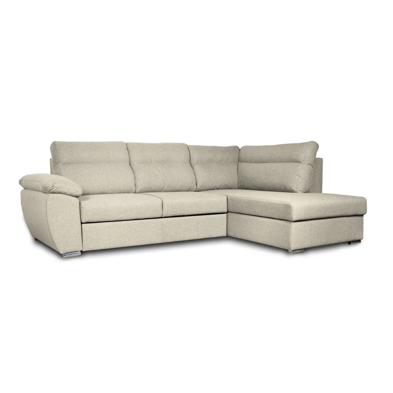 Divano angolare con penisola destra e letto estraibile colore beige - Kendall