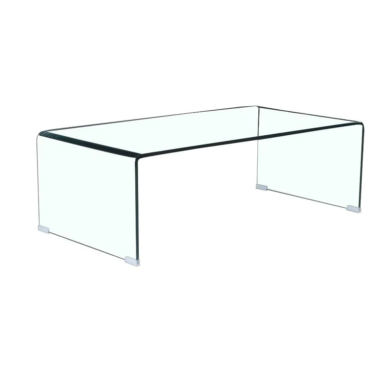 Tavolino da salotto rettangolare in vetro curvato 110x35H cm - Cedro