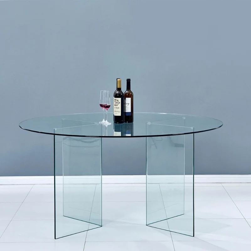 Tavolo rotondo in vetro trasparente temperato 137x77H cm - Acacia