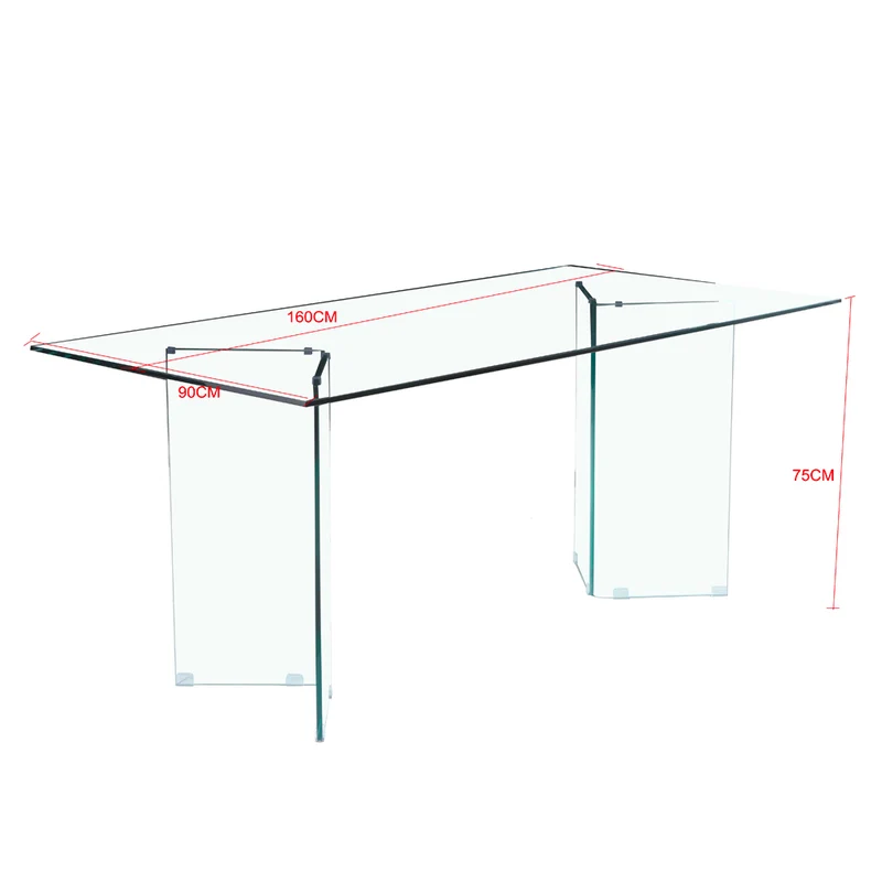 Tavolo in vetro trasparente temperato 160x75H - Nespolo