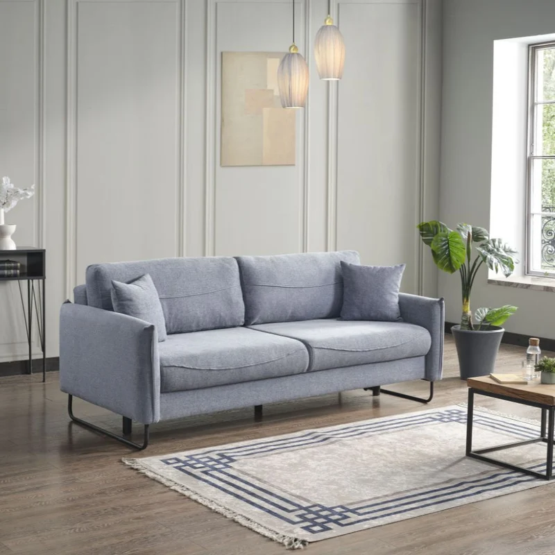 Divano 3 posti con funzione letto tessuto grigio chiaro - Fly