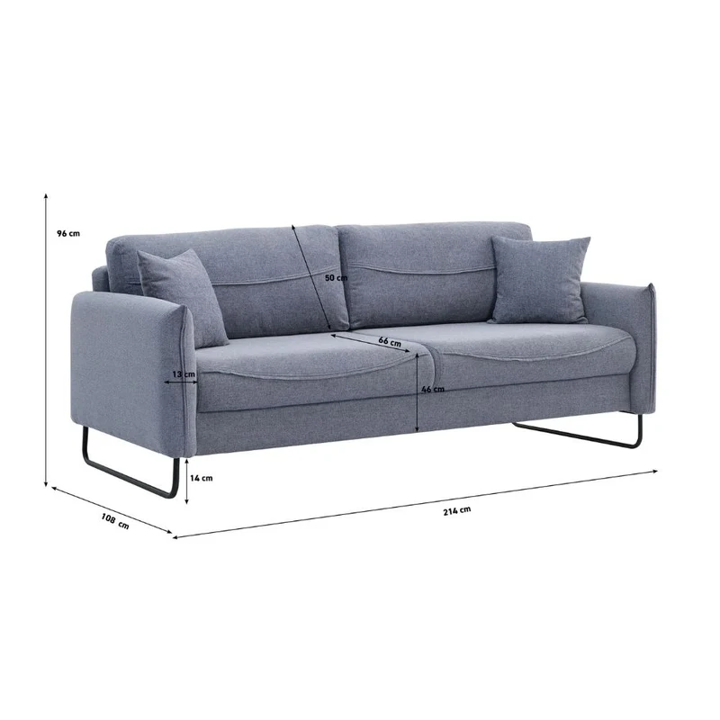 Divano 3 posti con funzione letto tessuto grigio chiaro - Fly