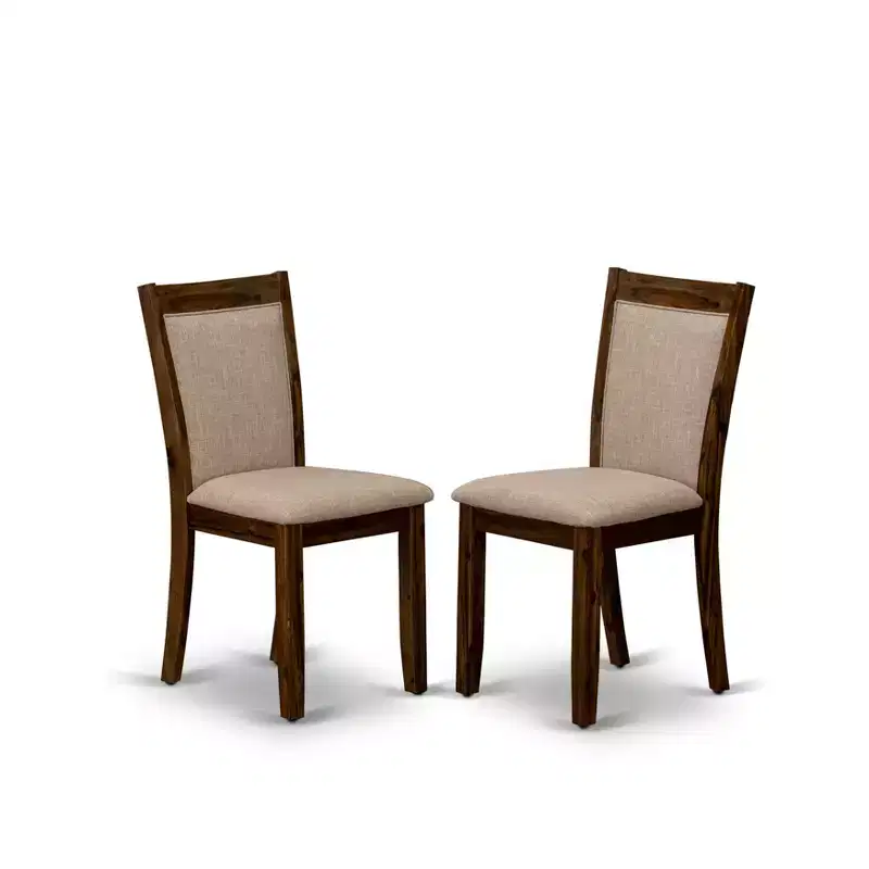 Ensemble de salle à manger moderne HomeStock avec table ronde et chaises en lin noyer