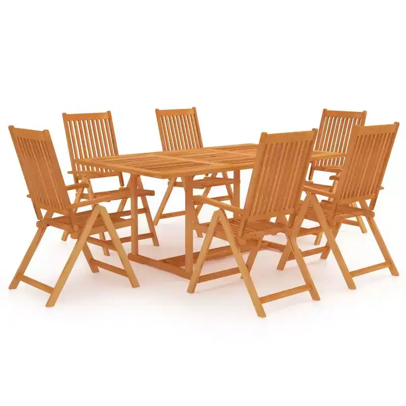 vidaXL Salon de jardin Teck finement poncé marron chaud Ensemble de 7 pièces