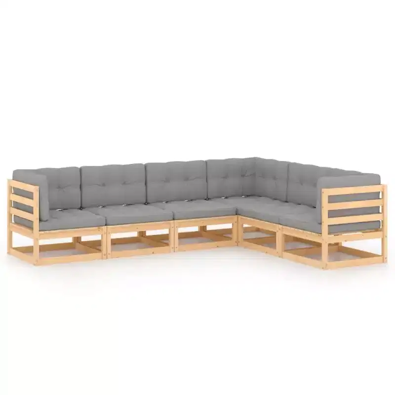 vidaXL Salon de jardin en bois naturel et gris
