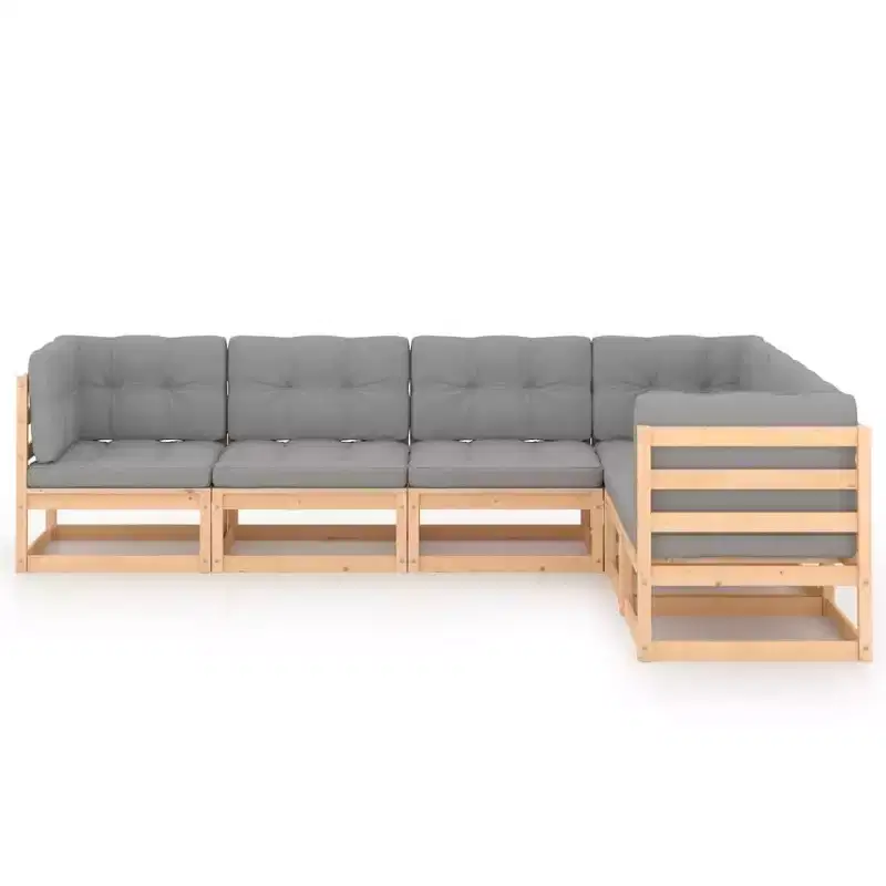 vidaXL Salon de jardin en bois naturel et gris