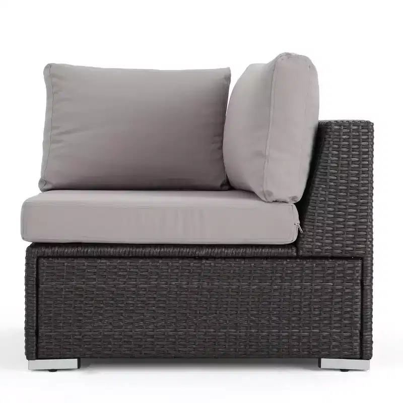Christopher Knight Home Santa Rosa Ensemble de canapé sectionnel d'extérieur 9 pièces en osier en V et aluminium avec coussins