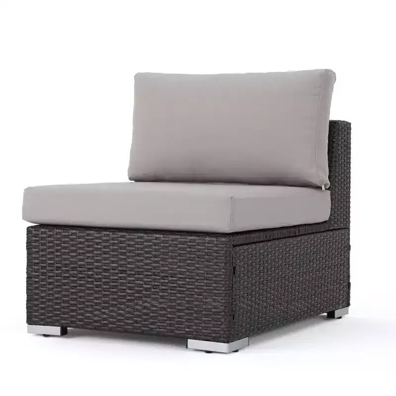 Christopher Knight Home Santa Rosa Ensemble de canapé sectionnel d'extérieur 9 pièces en osier en V et aluminium avec coussins