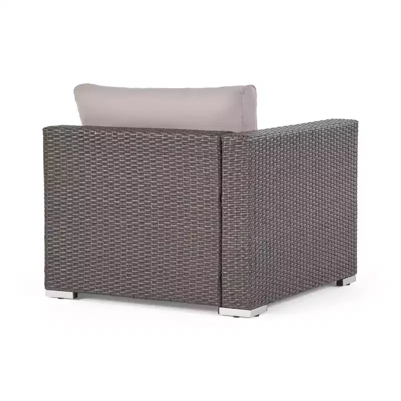 Christopher Knight Home Santa Rosa Ensemble de canapé sectionnel d'extérieur 9 pièces en osier en V et aluminium avec coussins