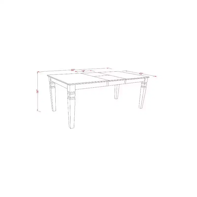 Ensemble de salle à manger rustique 7 pièces, table rectangulaire 42x60 avec rallonge et 6 chaises Parsons