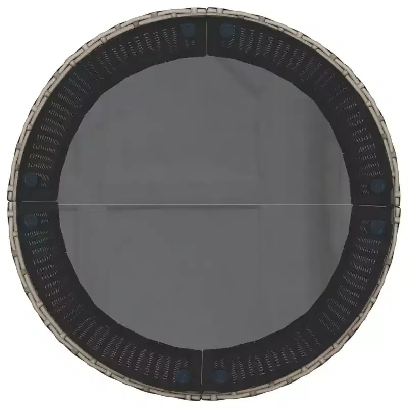 vidaXL Salon de jardin - 3 pièces semi-circulaire - Mobilier de jardin en résine tressée gris durable avec coussins bleu marine et table en verre trempé