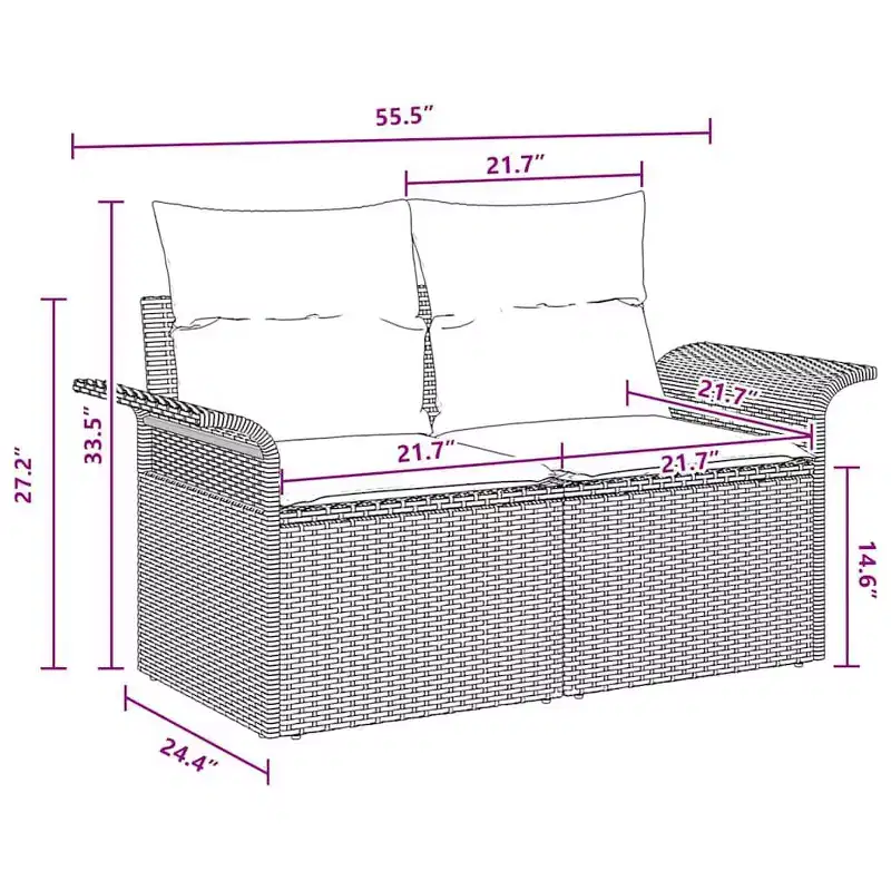 vidaXL Salon de jardin 6 pcs marron et rouge 251 x 117 x 85 cm