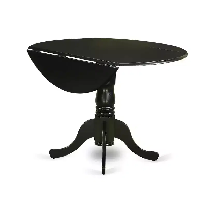 Ensemble table et chaises de salle à manger rond HomeStock, style capitonné noir