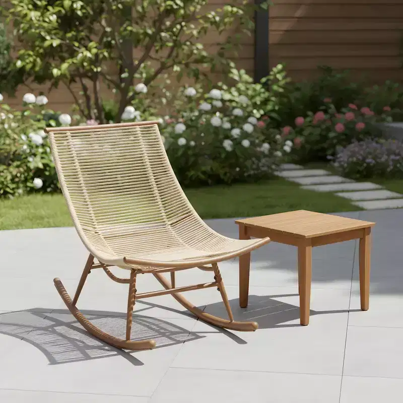 Christopher Knight Home Abhay Ensemble de salle à manger d'extérieur 2 pièces de style Ferme avec table en bois d'acacia et fauteuil à bascule en fer