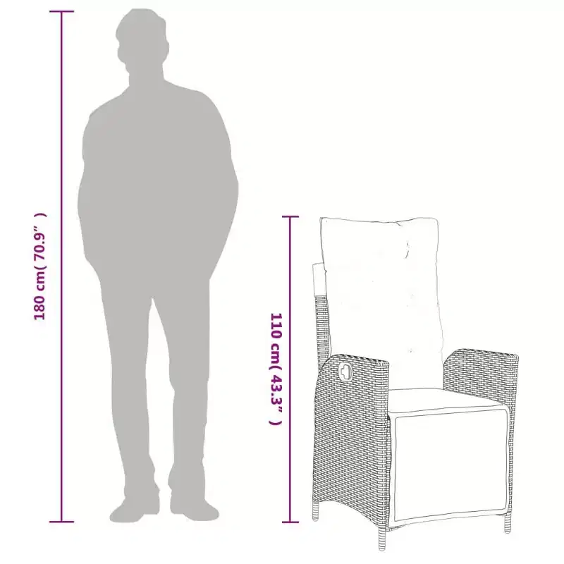 vidaXL Ensemble de salle à manger d'extérieur 5 pièces avec coussins - Chaises inclinables réglables et table relevable, rotin synthétique noir, mobilier d'extérieur résistant aux intempéries