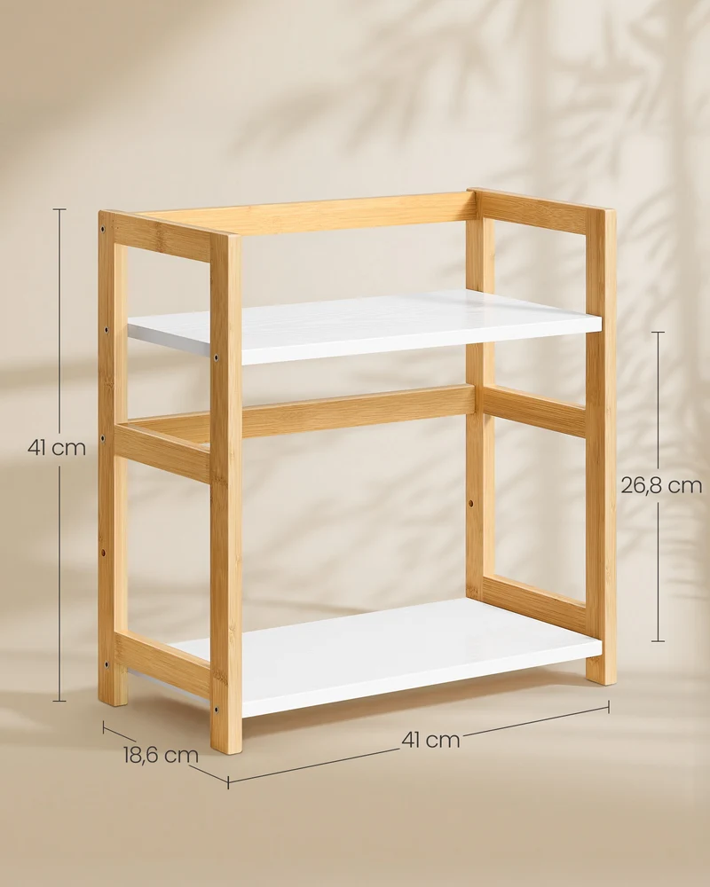 Étagère de rangement à 2 niveaux cuisine bureau 18,6 x 41 x 41 cm design moderne en MDF marron 12_0010626