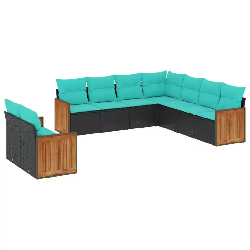 vidaXL Salon de jardin modulable 9 pièces en résine tressée noir
