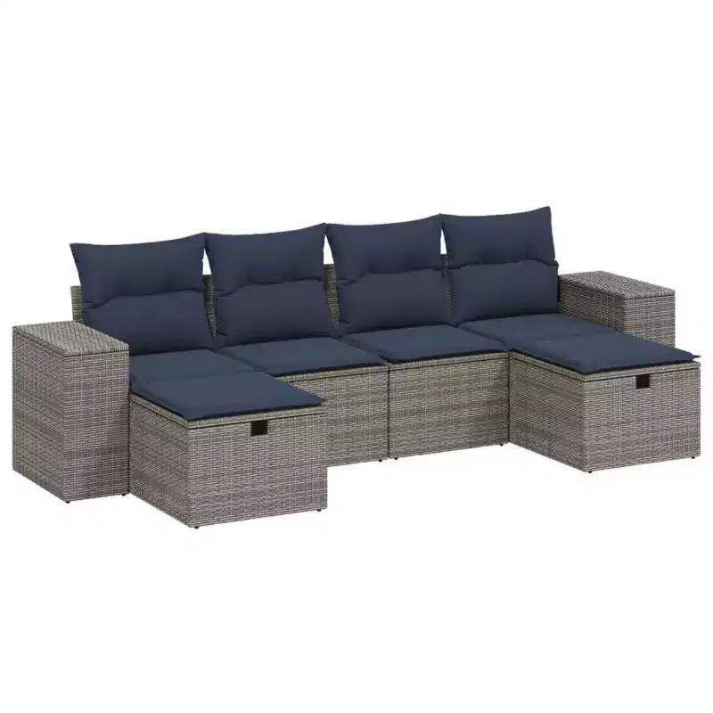 vidaXL Salon de jardin 6 pièces avec coussins en résine tressée, plusieurs couleurs et modèles