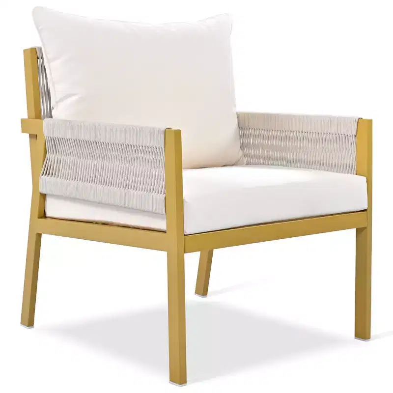 Ensemble de meubles d'extérieur 4 pièces Whisen avec table en verre trempé, salon de jardin
