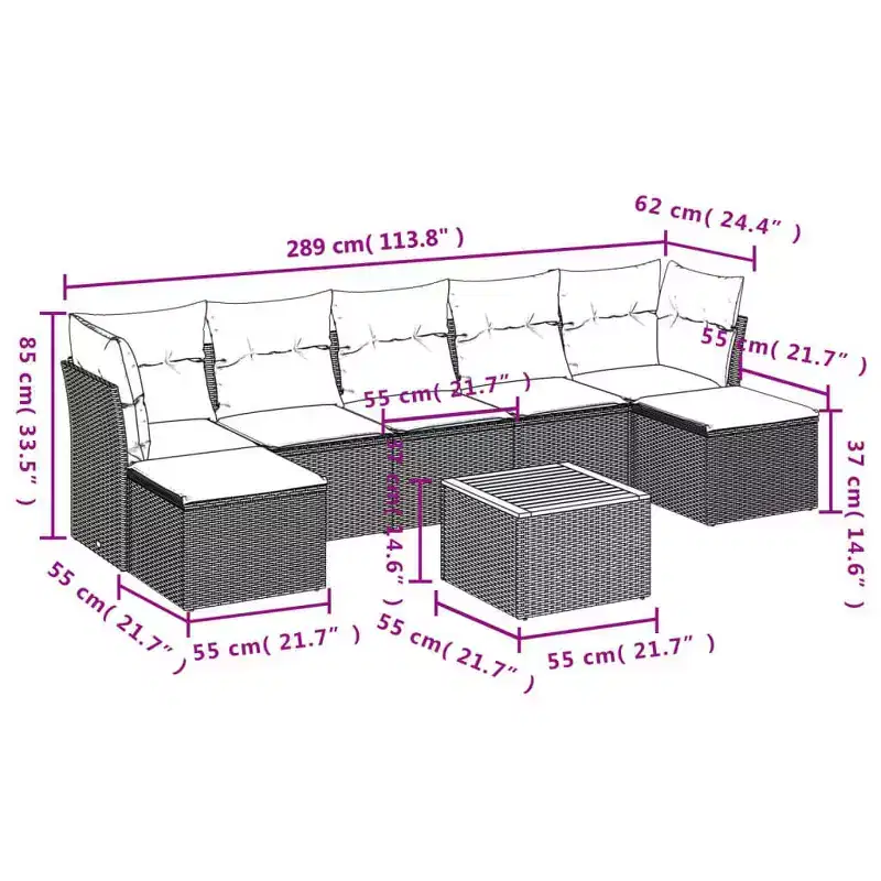 vidaXL Ensemble de canapés de jardin 8 pièces avec coussins en résine tressée