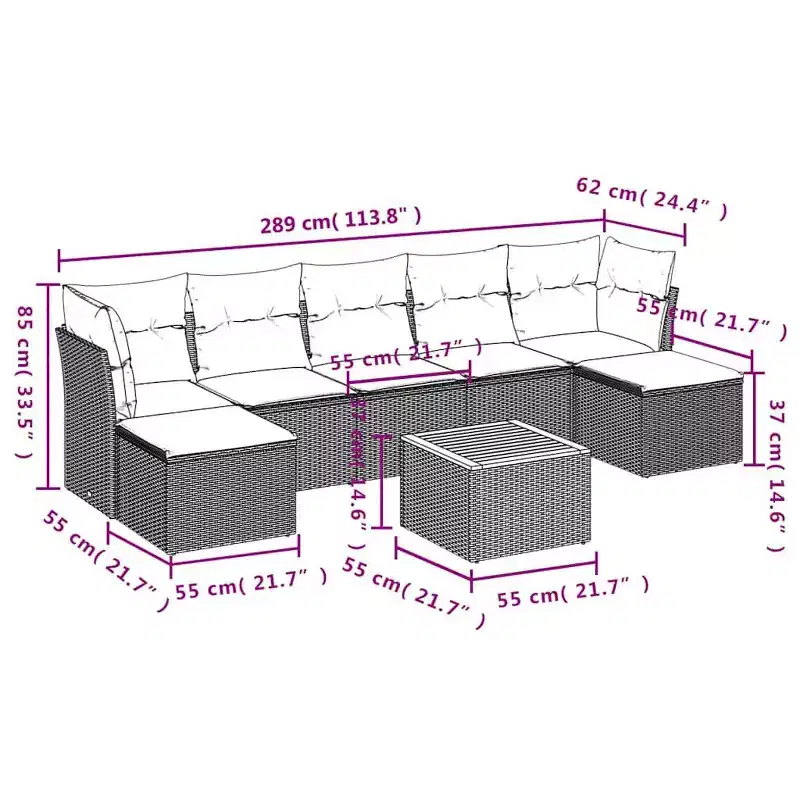 vidaXL Ensemble de canapés de jardin 8 pièces avec coussins en résine tressée