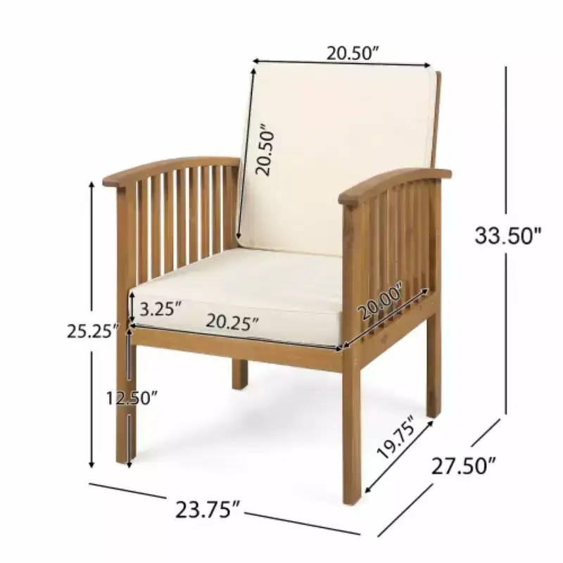 Ensemble de conversation d'extérieur moderne pour petits espaces, chaises de club en bois d'acacia avec table d'appoint pliable pour jardin, terrasse et arrière-cour-Panipeachy