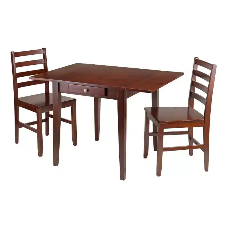 Table à manger 3 pièces Hamilton à rabats et chaises à barreaux Bois/Noyer - Winsome