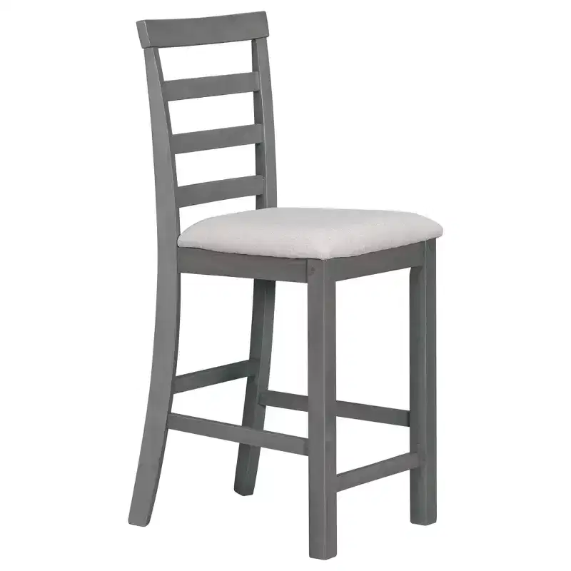 Ensemble de salle à manger 5 pièces de hauteur comptoir pour 4, table rectangulaire en bois avec étagères de rangement et compartiment à vin/barre
